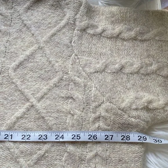 NWT MNG Mango Curve Chunky Cable Knit Sweater Ivory Beige/Collar Detail Plus 4XL - Picture 10 of 11
